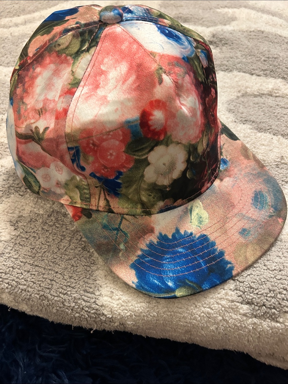 Betsey Johnson Floral Satin Print Snapback Hat -Size: O/S New,No Tags
